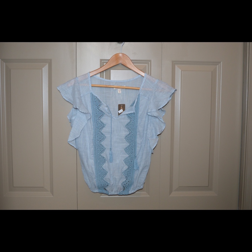 Blue & white pin-stripe blouse